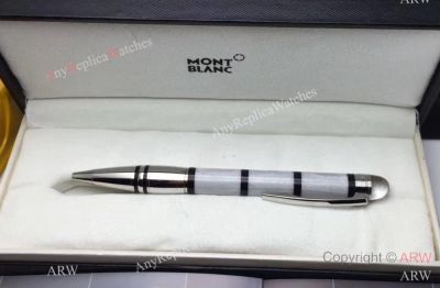 Replica Mont Blanc White Marble & Black Ring Ballpoint Pen New Mont blanc Pen